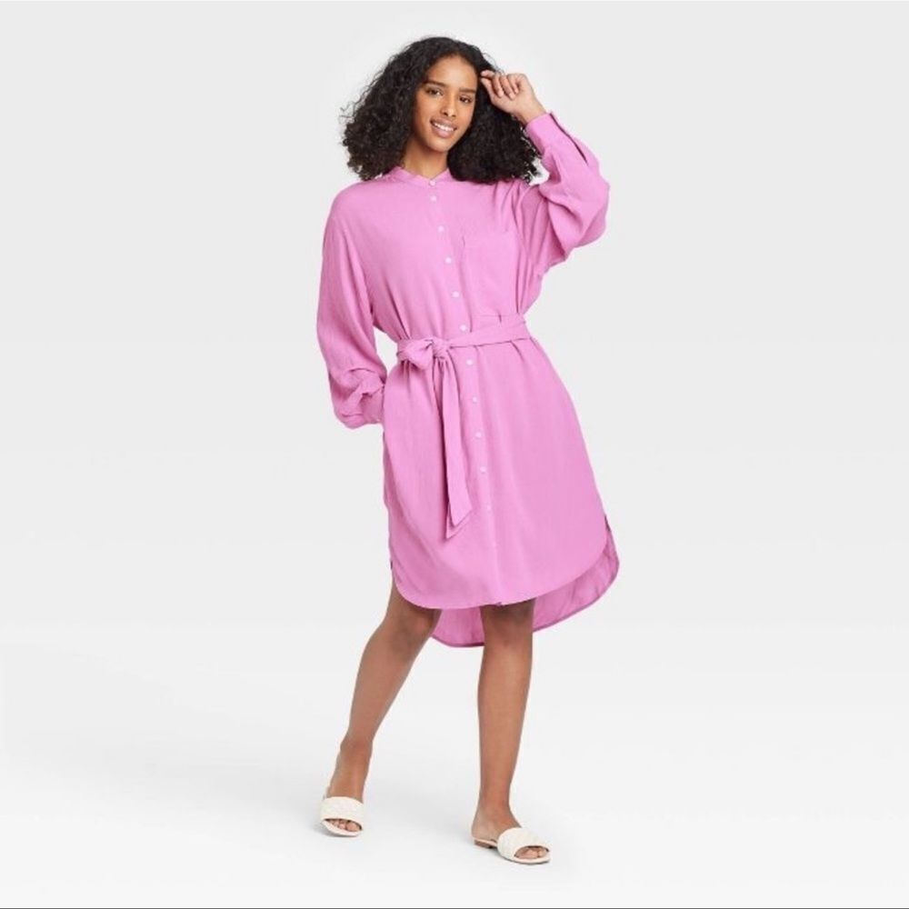 NWOT A New Day Women's Long Sleeve Tie Waist Shirtdress